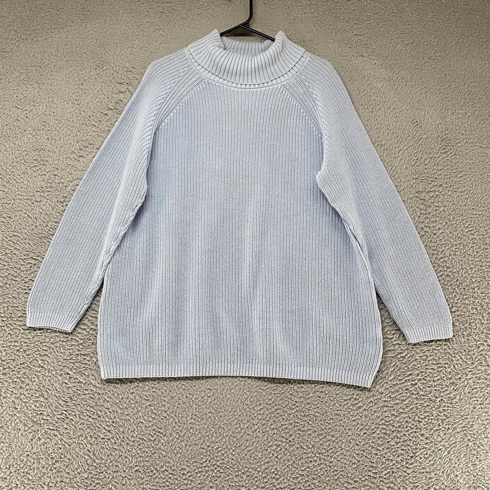 Coldwater Creek Sweater Womens Large Turtleneck 100% Cotton Chunky Knit